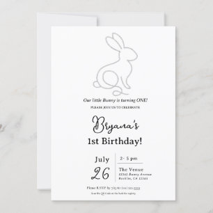 Rope Bunny Rabbit Minimal Modern 1. Geburtstag Einladung