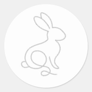 Rope Bunny Rabbit Minimal Modern 1. Geburtstag Runder Aufkleber