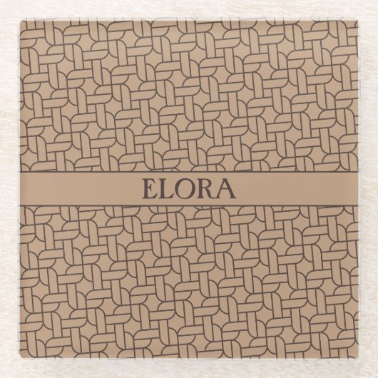 Rope Cream Brown Minimal Muster Glasuntersetzer (Vorderseite)