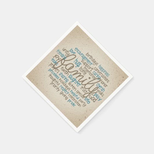 Rope Design Family Word Cloud Serviette (Ecke)