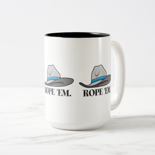Rope 'Em Western Rodeo Zweifarbige Tasse (VorderseiteRechts)