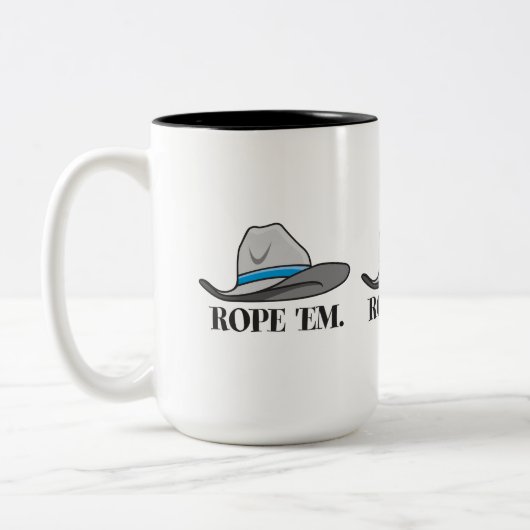 Rope 'Em Western Rodeo Zweifarbige Tasse (Links)