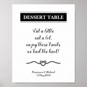 Rope Heart Nautical Wedding Dessert Table Sign Poster