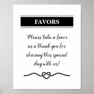 Rope Heart Nautical Wedding Favors Sign Poster