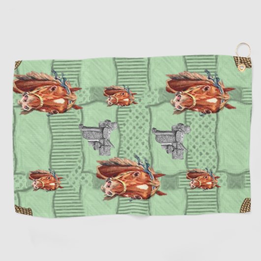 Rope Horse Green Golf Handtuch (Horizontal)