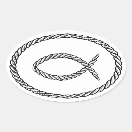Rope Ichthus Euro Style Ovaler Aufkleber (Vorderseite)