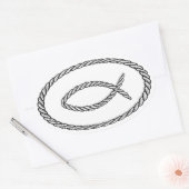 Rope Ichthus Euro Style Ovaler Aufkleber (Umschlag)