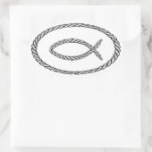 Rope Ichthus Euro Style Ovaler Aufkleber (Tasche)