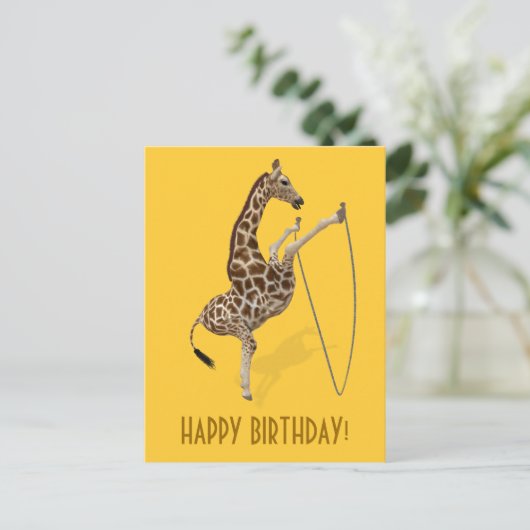 Rope Jumping Giraffe Postkarte (Stehend Vorderseite)