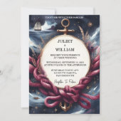 Rope Knot Boat Ship Navy Blue Nautical Wedding Einladung (Vorderseite)