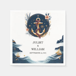 Rope Knot Boat Ship Navy Blue Nautical Wedding Serviette