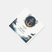 Rope Knot Boat Ship Navy Blue Nautical Wedding Serviette (Ecke)