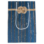 Rope Knot On Blue Barnwood Mittlere Geschenktüte (Rückseite)