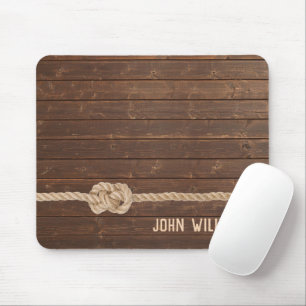 Rope Knot on Oak Wood Mousepad
