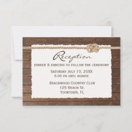 Rope Knot on Wood Wedding Reception RSVP Karte