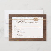 Rope Knot on Wood Wedding RSVP Karte (Vorderseite)