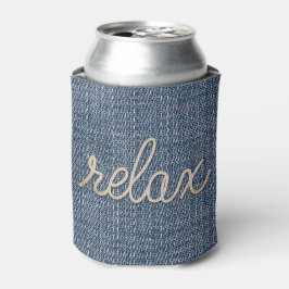 Rope Relax Text auf Denim Can Cooler Dosenkühler