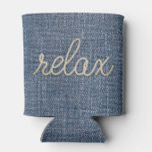 Rope Relax Text auf Denim Can Cooler Dosenkühler (Rückseite)