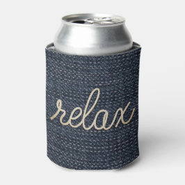 Rope Relax Text auf Denim Can Cooler Dosenkühler
