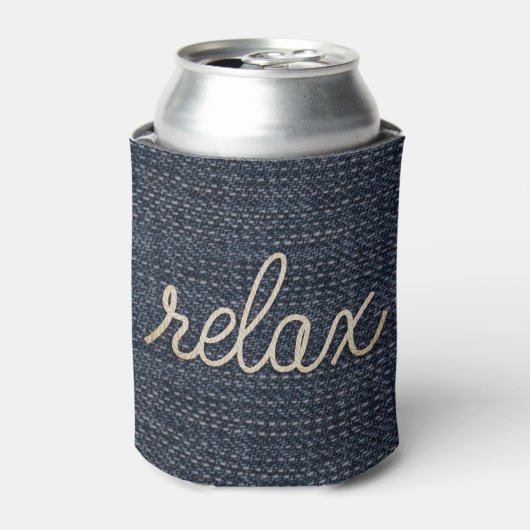 Rope Relax Text auf Denim Can Cooler Dosenkühler (Kanne Vorderseite)