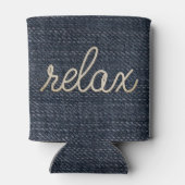 Rope Relax Text auf Denim Can Cooler Dosenkühler (Rückseite)