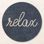 Rope Relax Text auf Denim Runder Pappuntersetzer (Vorderseite)