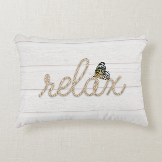 Rope Relax Text mit Butterfly Akzent Pillow Dekokissen (Vorderseite)