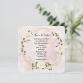 Rope Wreath und Hydrangea Bouquets Einladung (Stehend Vorderseite)