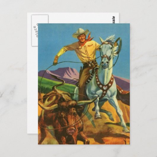 Roping a Steer Postkarte (Vorne/Hinten)