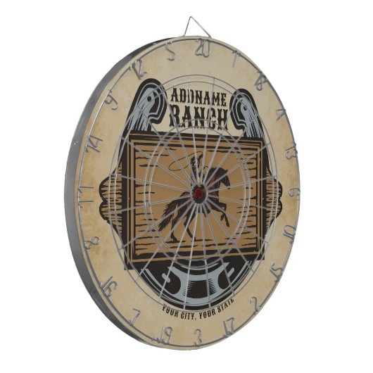 Roping Cowboy ADD NAME Western Familienhorde Dartscheibe (Vorderseite Links)