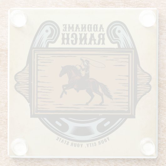 Roping Cowboy ADD NAME Western Familienhorde Glasuntersetzer (Rückseite)