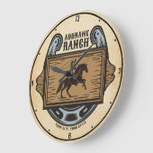 Roping Cowboy ADD NAME Western Familienhorde Große Wanduhr (Winkel)