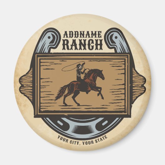 Roping Cowboy ADD NAME Western Familienhorde Magnet (Vorne)