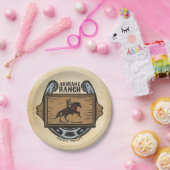 Roping Cowboy ADD NAME Western Familienhorde Pappteller (Party)