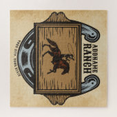 Roping Cowboy ADD NAME Western Familienhorde Puzzle (Horizontal)