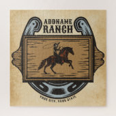 Roping Cowboy ADD NAME Western Familienhorde Puzzle (Vertikal)