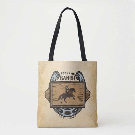 Roping Cowboy ADD NAME Western Familienhorde Tasche (Vorderseite)