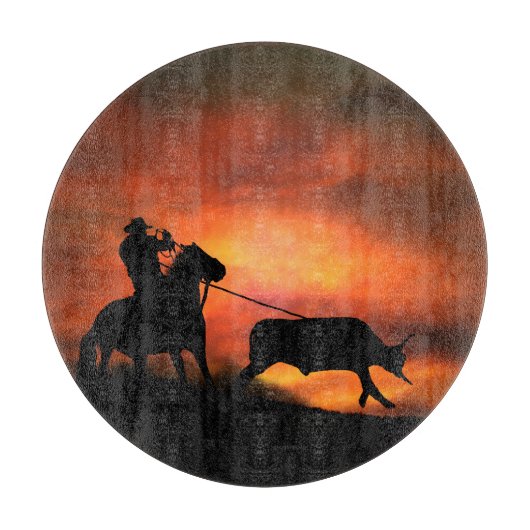 Roping Cowboy Cutting Board Schneidebrett (Vorderseite)