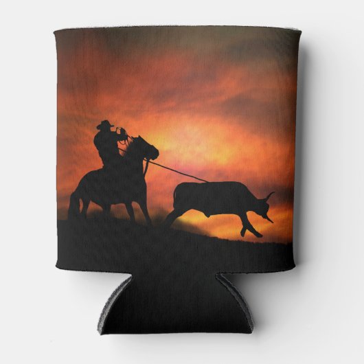 Roping Cowboy Horse und Steer Dosenkühler (Vorderseite)