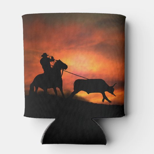 Roping Cowboy Horse und Steer Dosenkühler (Rückseite)