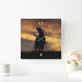 Roping Cowboy und Steer Clock Quadratische Wanduhr (Zuhause)