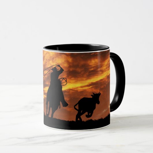 Roping Cowboys bei Sunset Steer Tasse (VorderseiteRechts)