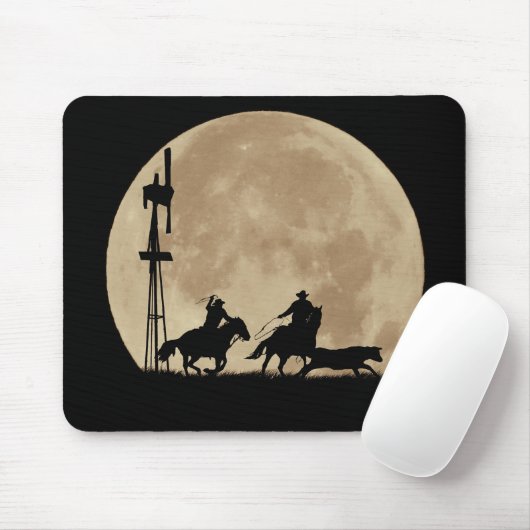 Roping Cowboys im Mondlicht Mousepad (Mit Mouse)