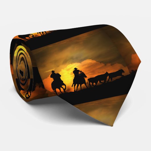 Roping Cowboys Roundup Steers Country Western Krawatte (Gerollt)