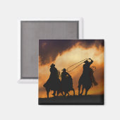 Roping Cowboys und Pferde Magnet (Vorderseite/Rückseite)