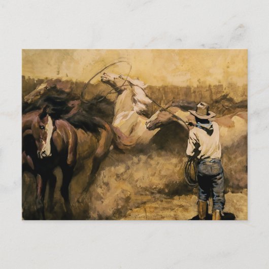 "Roping Palomino" Western Kunst von Maynard Dixon Postkarte (Vorderseite)