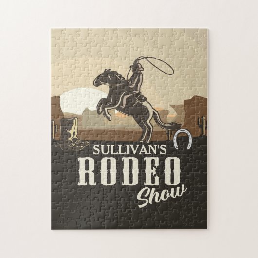 Roping Roundup Cowboy Rodeo Personalisiert anzeige Puzzle (Vertikal)