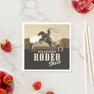 Roping Roundup Cowboy Rodeo Personalisiert anzeige Serviette