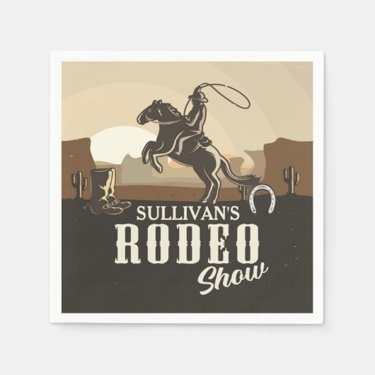 Roping Roundup Cowboy Rodeo Personalisiert anzeige Serviette (Vorderseite)