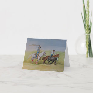 "Roping" Western-Tier-Art-Notizkarte Dankeskarte